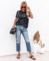 T-Shirt mit abstraktem Muster aus Baumwolle