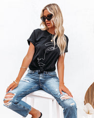 T-Shirt mit abstraktem Muster aus Baumwolle