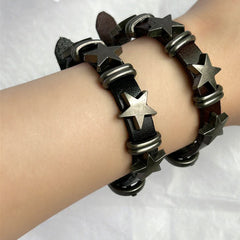 Grunge Ästhetisches Stern Lederarmband