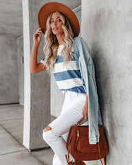 Sun-Sational Baumwoll-T-Shirt mit Streifen - Blau