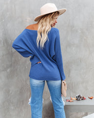 This Time Around gerippter Dolman-Pullover - Kobaltblau