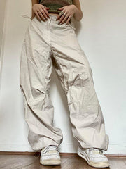 Lässige, gewebte Sporthose mit hoher Taille