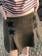 Gewaschener Jeansrock mit Sternen-Patch