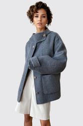 Jacket with Buttoned Collar - Grey