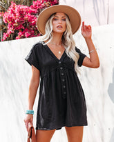 Vincent Strampler aus Baumwollmischung mit Taschen und Knopfleiste - Schwarz