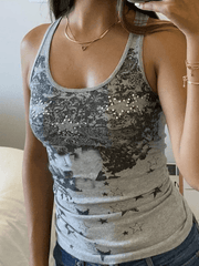 Tanktop mit Vintage-Blumen- und Stern-Print