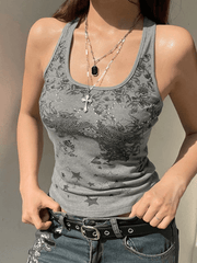 Tanktop mit Vintage-Blumen- und Stern-Print