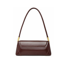 Baguette-Tasche im Vintage-Stil mit Schnalle und Klappe vorne – Schokolade