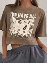 Kastenförmiges Crop-Top mit Vintage-Print