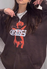 Kapuzenpullover mit Reißverschluss im Vintage-Print