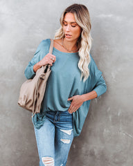 Wear It Well Langarm-Stricktop aus Bambus - Dusty Teal