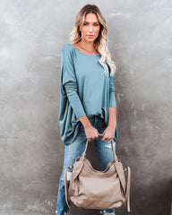 Wear It Well Langarm-Stricktop aus Bambus - Dusty Teal