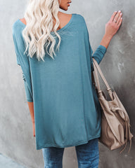 Wear It Well Langarm-Stricktop aus Bambus - Dusty Teal