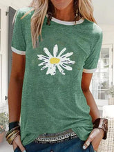 Damen T-Shirt mit Rundhalsausschnitt und Sonnenblumen-Print