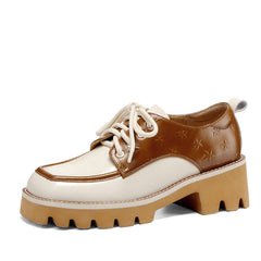 Dalary – Handgefertigte Oxfords mit Patchwork-Plateau und dicker Sohle