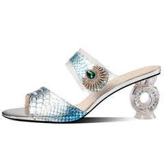 Daniyah – Peep-Toe-Pantoletten mit Strasssteinen