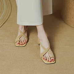 Delani Flip Flip Chunky Heel Suede Sandals NEW GEW