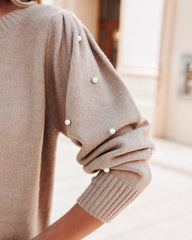 Yorkville Strickpullover mit Perlenverzierung - Mandel