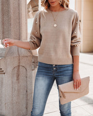 Yorkville Strickpullover mit Perlenverzierung - Mandel