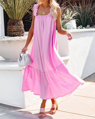 You Are Loved – Maxikleid mit gerüschten Trägern – Lavendel