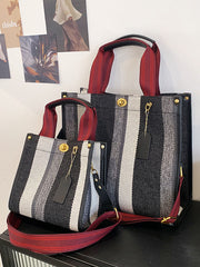 Bolsos de hombro tipo tote de lona con estampado de rayas