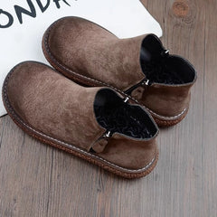 Botas cómodas de ante retro con cremallera y cabeza redonda