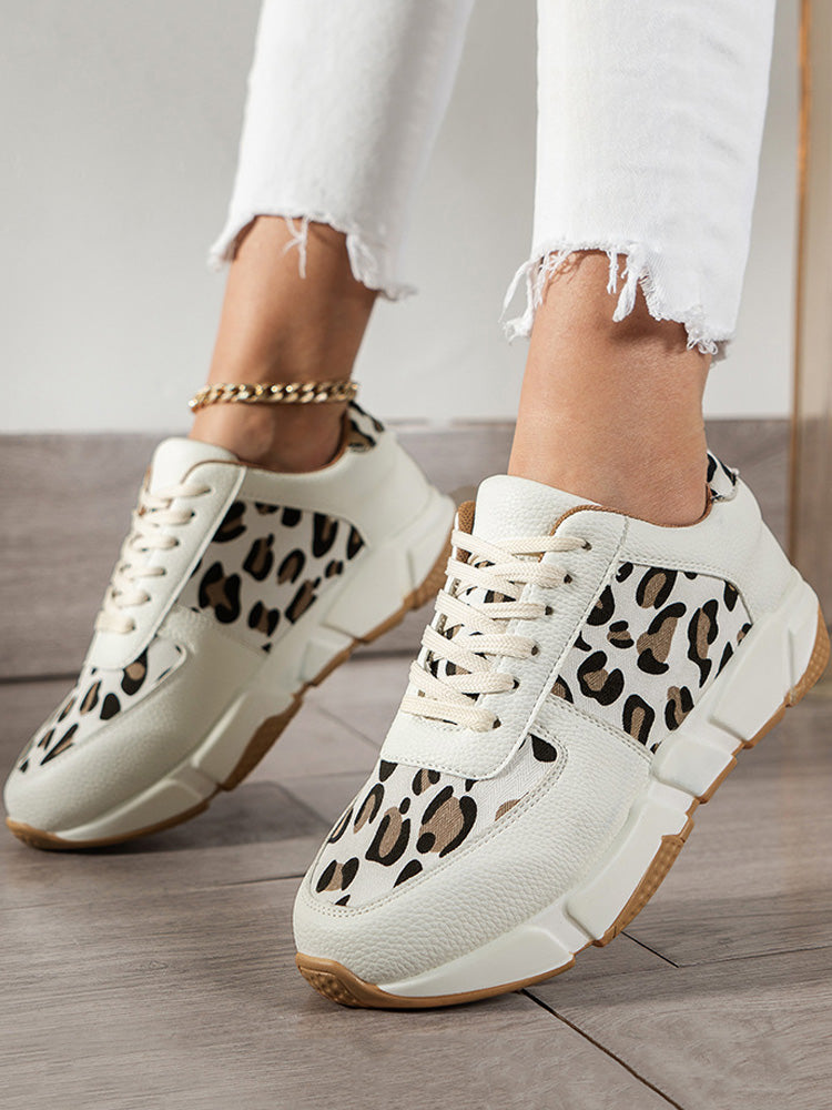 Zapatillas deportivas casuales de leopardo de PU