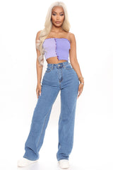 Sweet Love Straight Leg Jeans - Mittelblaue Waschung