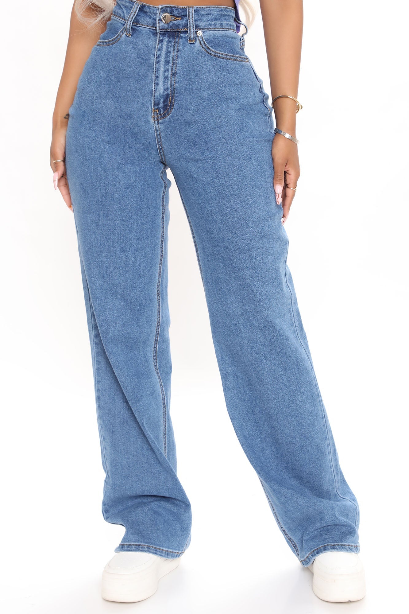 Sweet Love Straight Leg Jeans - Mittelblaue Waschung
