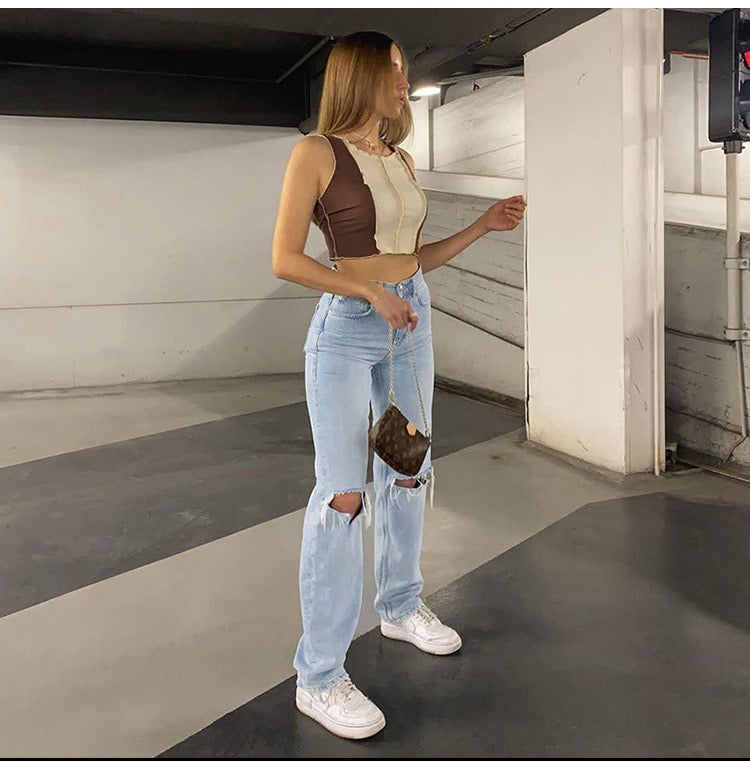 Isla – Zerrissene Jeans mit weitem Bein