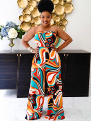 Bedruckter, gesmokten Jumpsuit