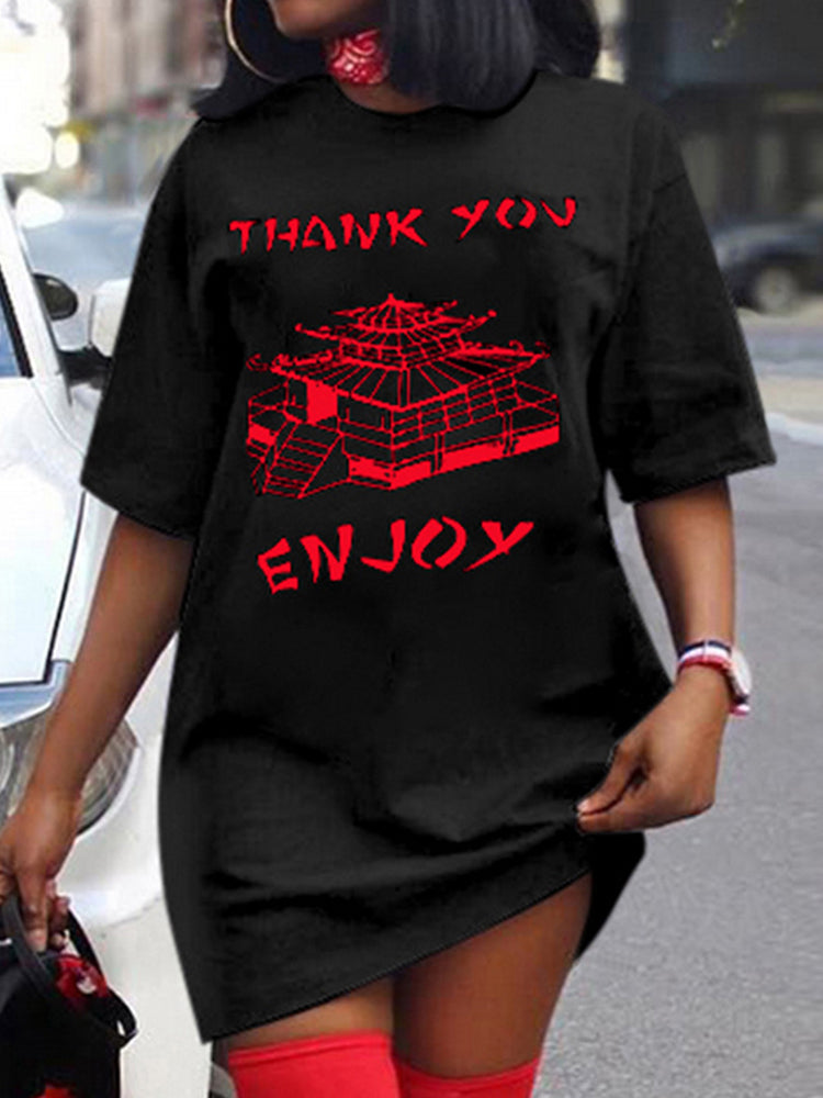 Lässiges Hemdkleid mit geometrischem Buchstabendruck