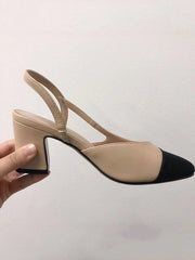 Slingback-Sandalen mit klobigem Absatz und spitzer Zehenpartie