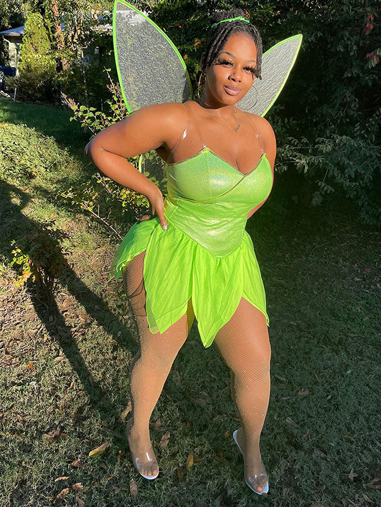 Feenhaftes Pailletten-Minikleid und Flügel-Set