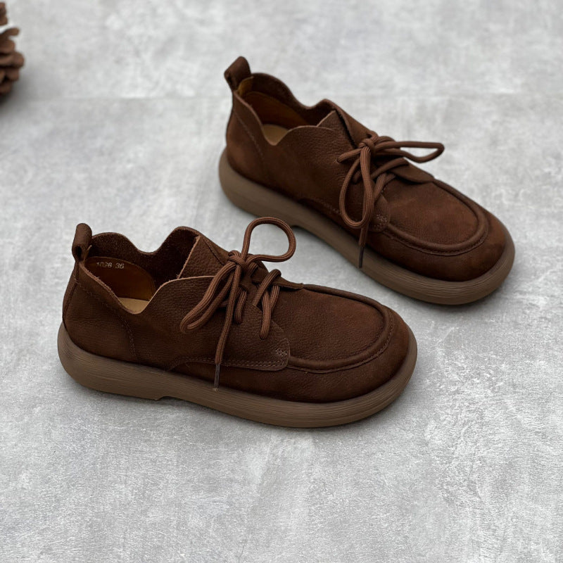 Zapatos planos Oxford de cuero con cordones hechos a mano