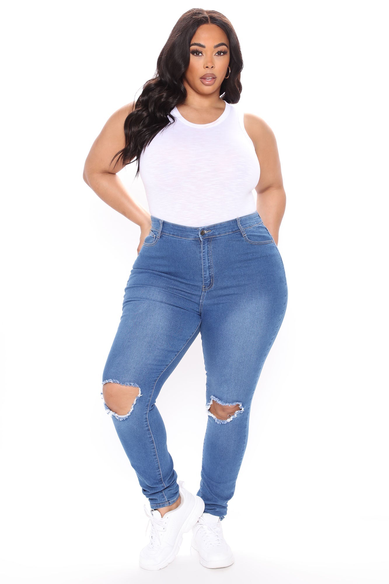 Tall Distracted High Rise Jeans – Mittelblaue Waschung