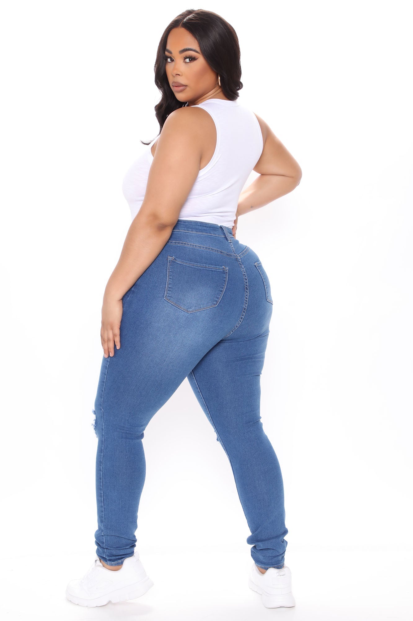Tall Distracted High Rise Jeans – Mittelblaue Waschung