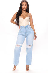 So Into You – Mom-Jeans mit hohem Bund – Hellblaue Waschung