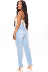 So Into You – Mom-Jeans mit hohem Bund – Hellblaue Waschung