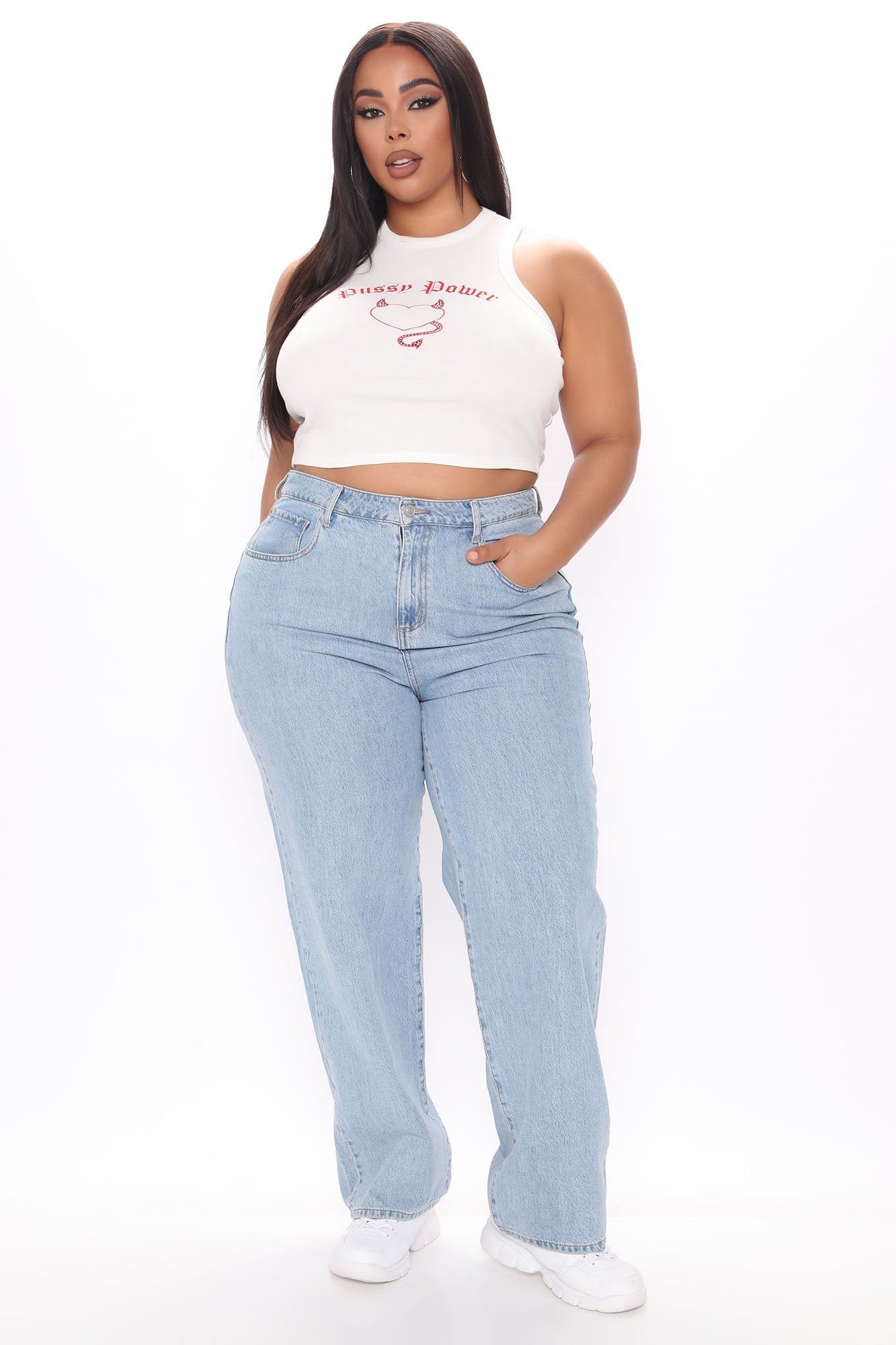 Low Rider Slouch Fit Jeans – Hellblaue Waschung
