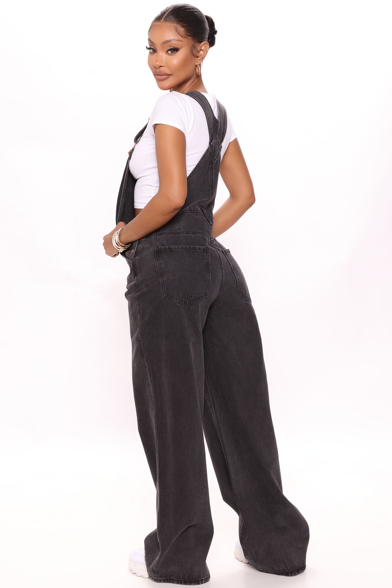 What's The Rush – Lässiger Jeans-Overall – Schwarz