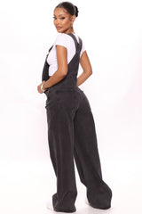 What's The Rush – Lässiger Jeans-Overall – Schwarz