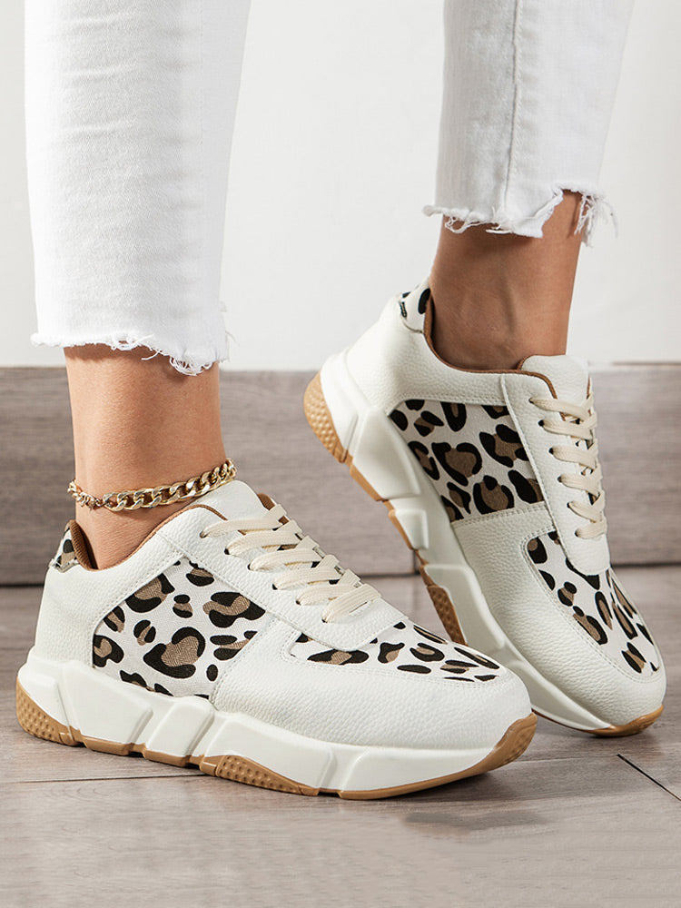 Zapatillas deportivas casuales de leopardo de PU