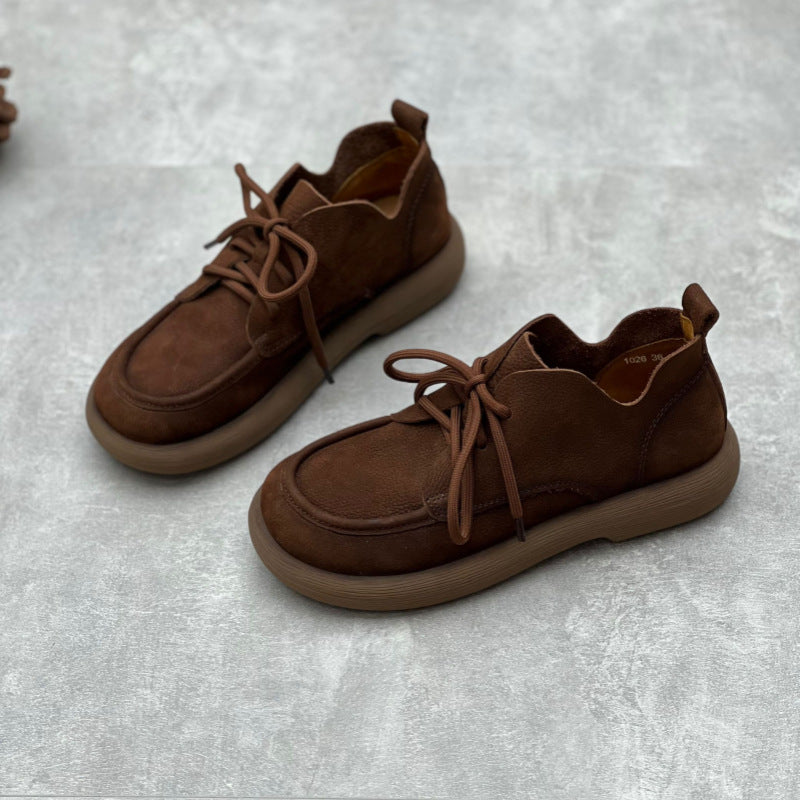 Zapatos planos Oxford de cuero con cordones hechos a mano