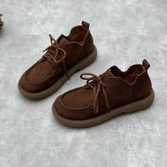 Zapatos planos Oxford de cuero con cordones hechos a mano