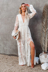 Vestido largo de encaje bohemio