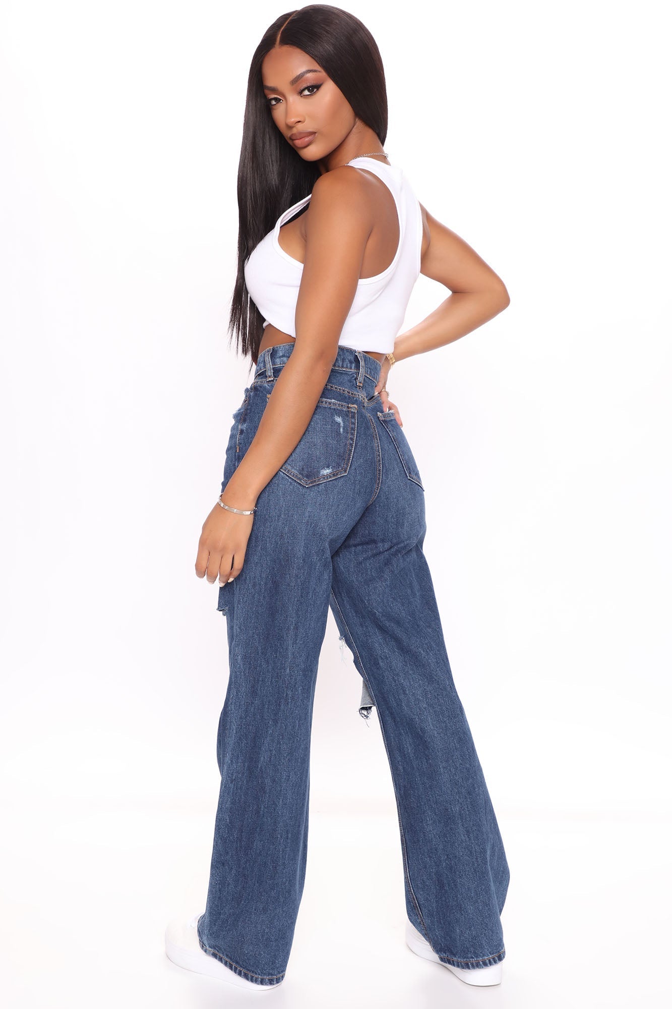 Make It Edgy Ripped Boyfriend Jeans - Dark Wash Ins Street