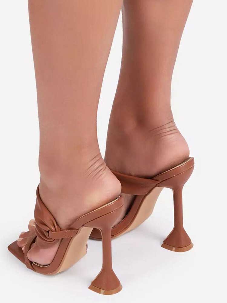 PU-Sandalen mit quadratischer Zehenpartie