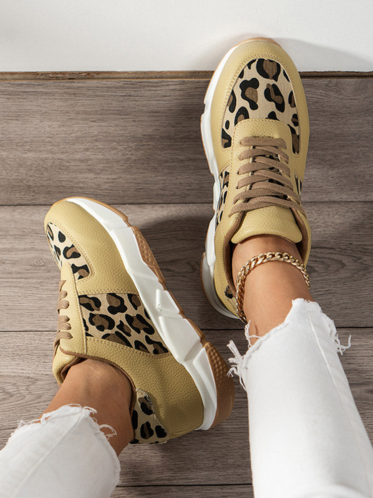 Zapatillas deportivas casuales de leopardo de PU