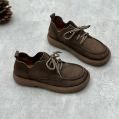 Zapatos planos Oxford de cuero con cordones hechos a mano